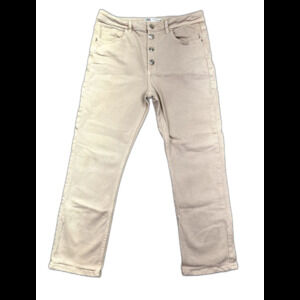Zara Jeans Womens Size US 10 Pink Exposed Button Fly Hi Rise‎ Denim Relaxed